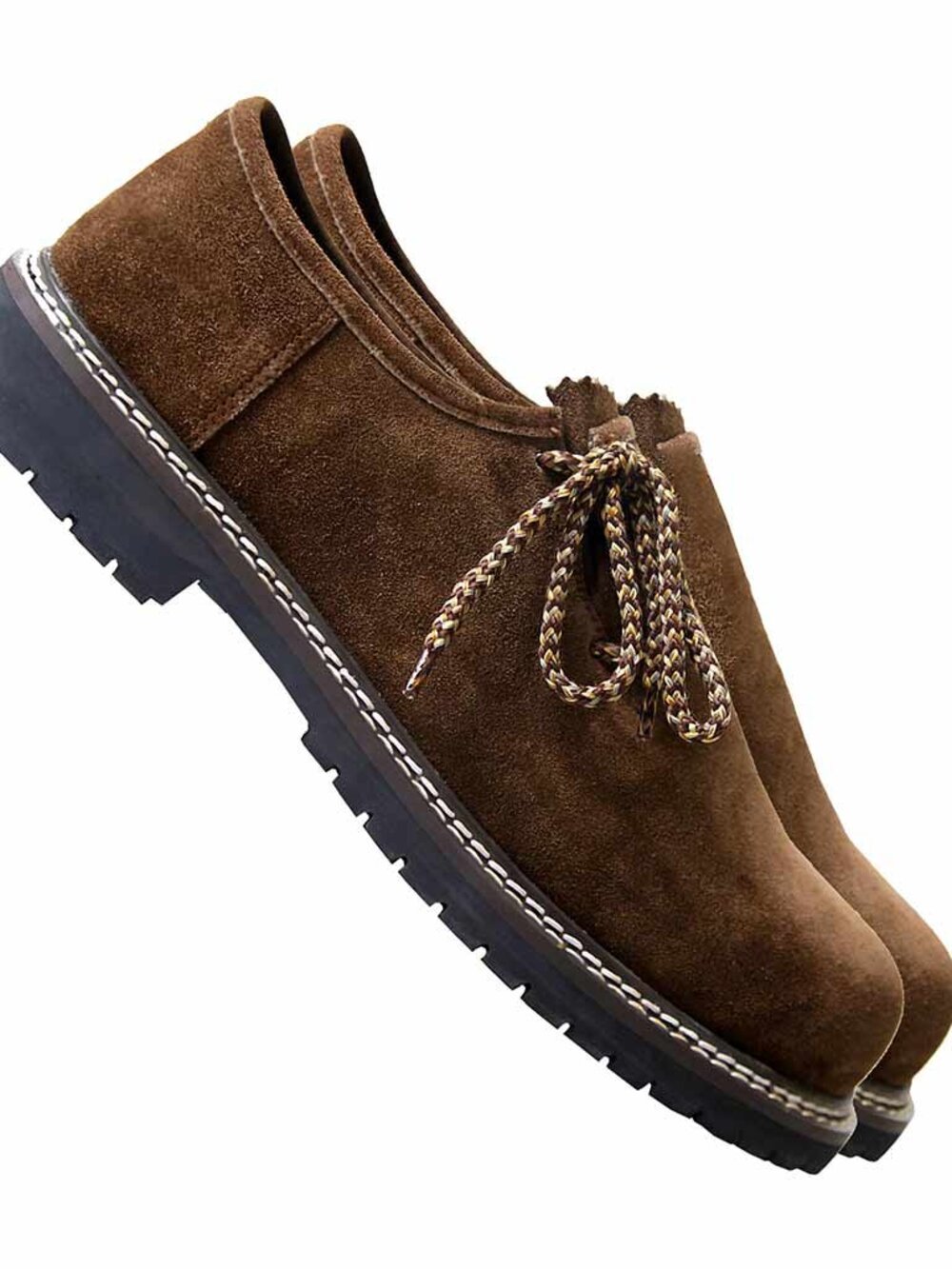 Men’s Dark Brown Lederhosen Shoes  Bavarian German Suede Oktoberfest Footwear